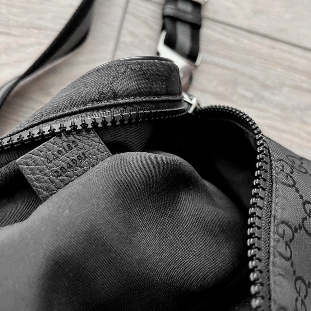 Rare Gucci Black Monogram Guccissima Belt Shoulder Bag Italy - Picture 12 of 14